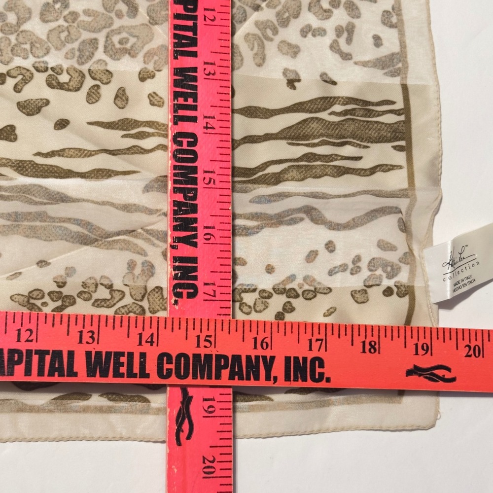 Kathie Lee Collection Scarf Made in Italy Leopard Zebra Animal Print Square Y2K - Picture 5 of 6